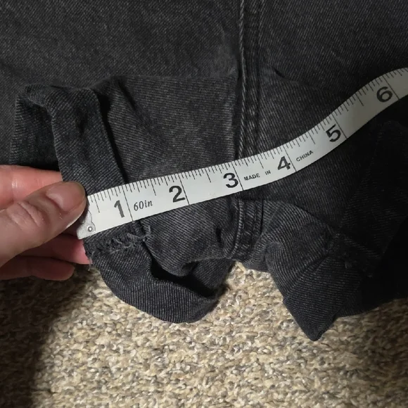 High-Waist Black Paperbag Denim Shorts - Picture 3 of 6